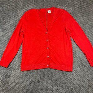 Cabi Women's Cobblestone Red Zip Back Cardigan V-Neck Size XL Classic, Preppy